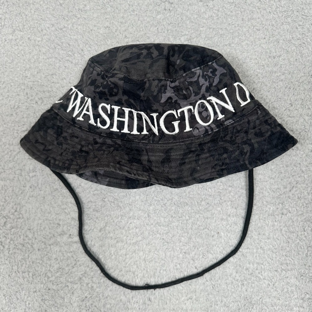 WASHINGTON DC Black Patterned Bucket Hat Souvenir‎ Cap | Unisex Adult | Hip Hop
